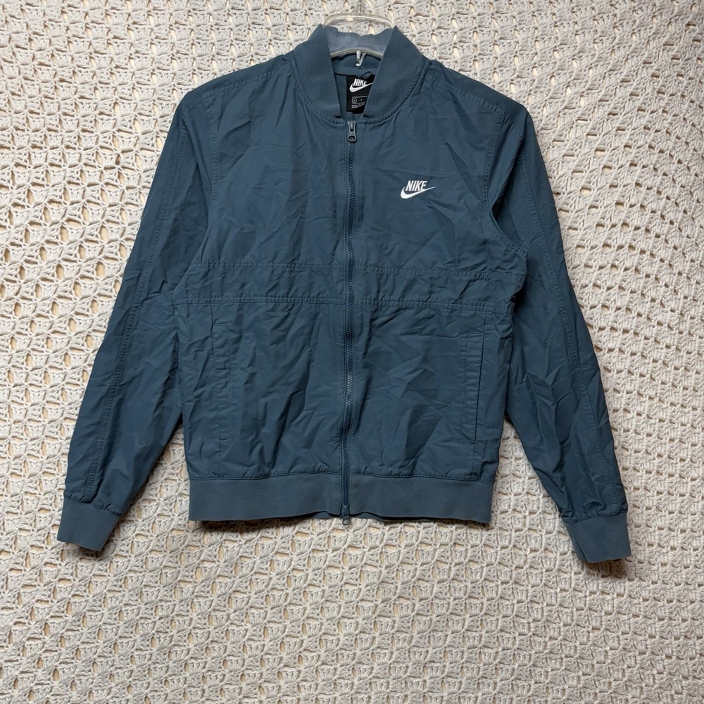 Nike Club Woven Jacket Mens Sz S Blue Lightweight Bomber Jacket Full Zip CU4311-